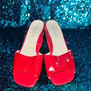 Taryn Rose Red Mules Sparkle with Style